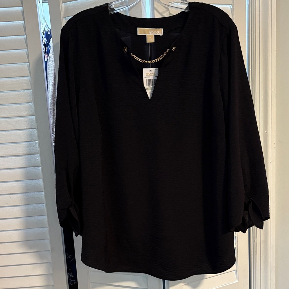 Black Blouse with Chain Detail